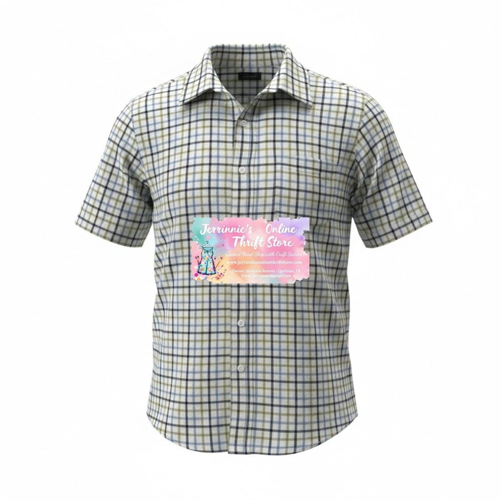 Roundtree & Yorke Casuals Mens 4X Plaid Short‎ Sleeve Button Down Shirt Cotton